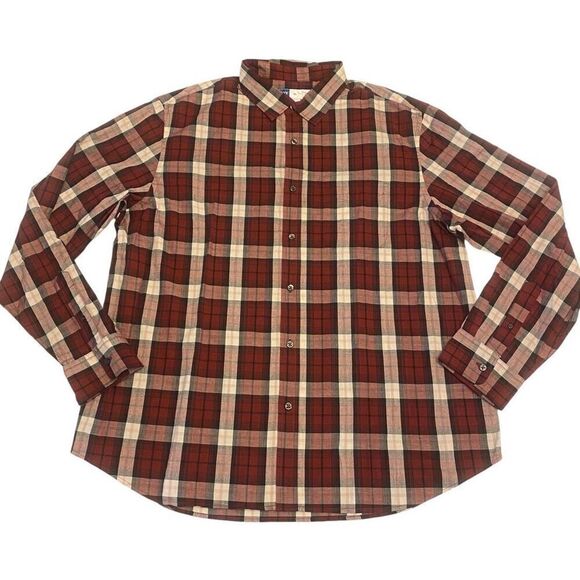Old‎ Navy Dark Red and White Plaid Long Sleeve Button Down Shirt Sz XL NWT - Picture 2 of 13